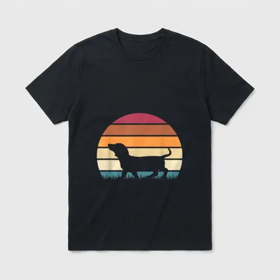 Retro Dackel T-Shirt 0294 – Klassisches T-Shirt in Schwarz