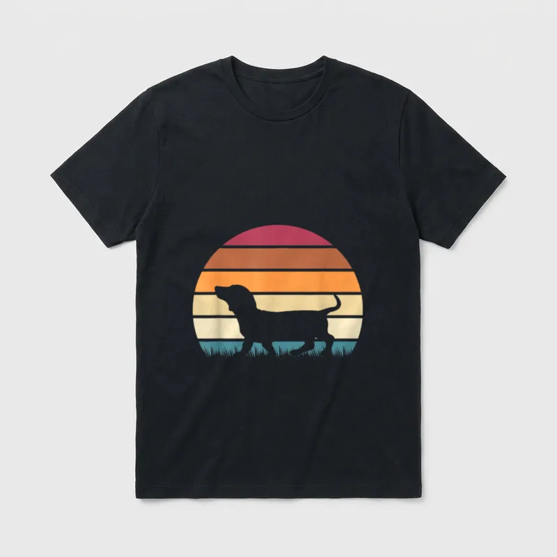 Retro Dackel T-Shirt 0294 – Klassisches T-Shirt in Schwarz