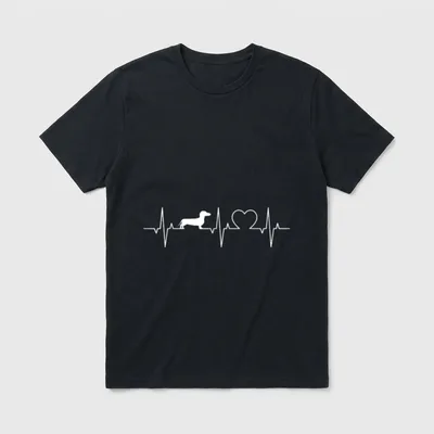 Herzschlag Dackel Herz Dachshund T-Shirt – Klassisches T-Shirt in Schwarz