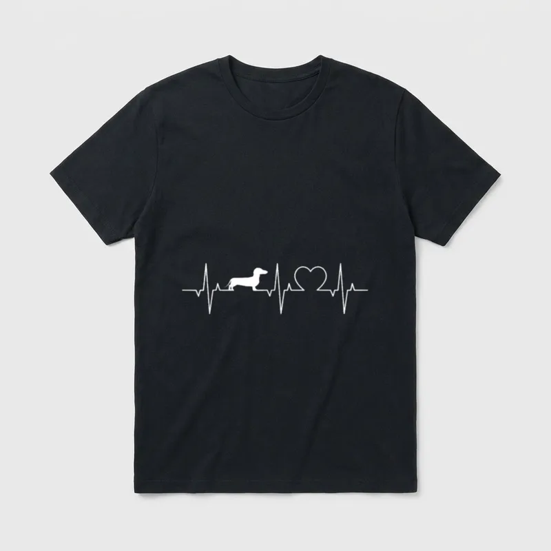 Herzschlag Dackel Herz Dachshund T-Shirt – Klassisches T-Shirt in Schwarz