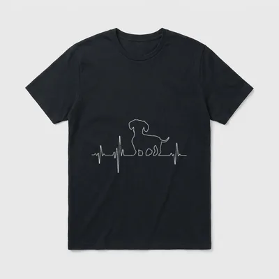 EKG Herzschlag Dachshund Dackel T-Shirt 0312 – Klassisches T-Shirt in Schwarz