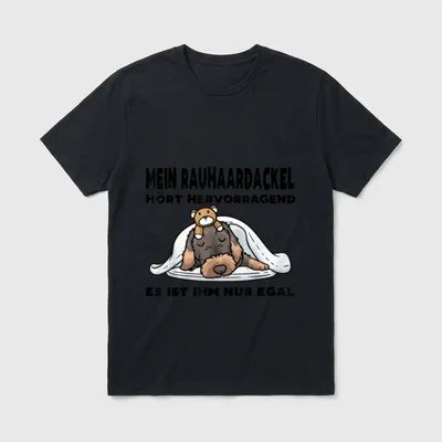 Luvevedachshundluv Rauhaardackel Hund Grau T-Shirt – Klassisches T-Shirt in Schwarz