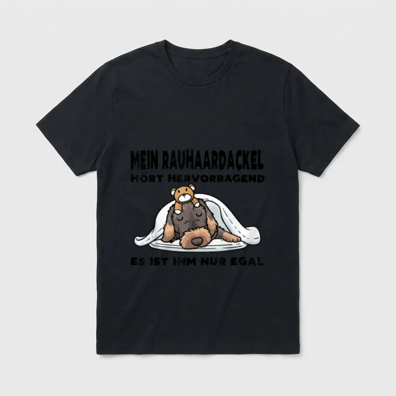 Luvevedachshundluv Rauhaardackel Hund Grau T-Shirt – Klassisches T-Shirt in Schwarz