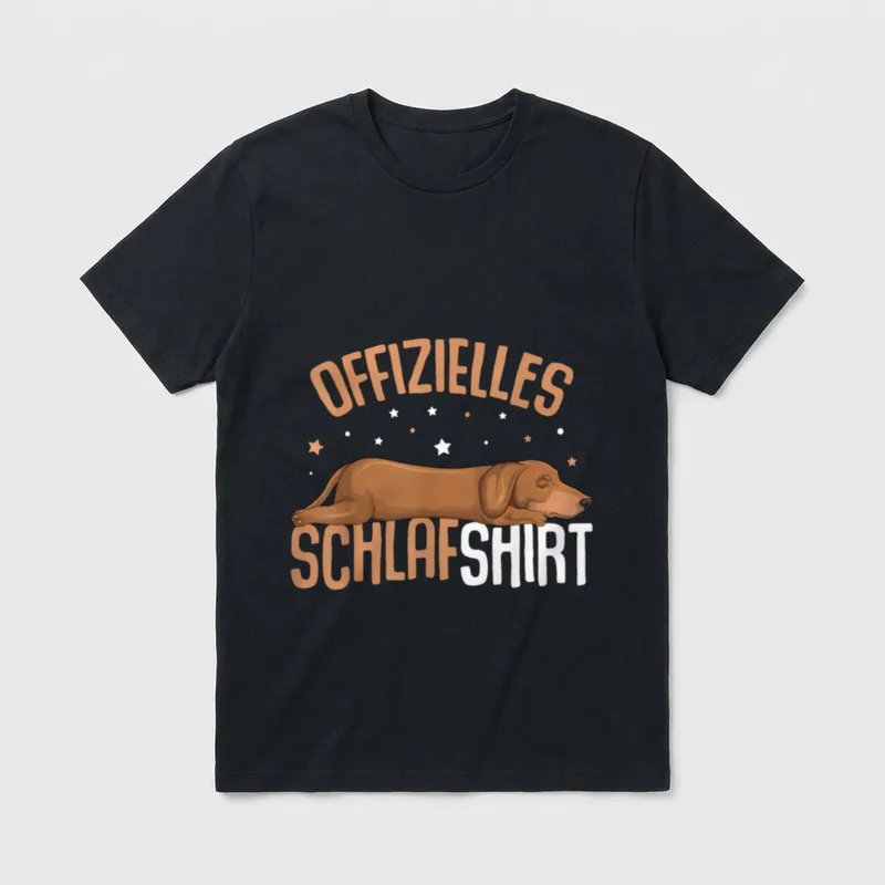 Dackel Offizielles Schlafshirt Hund T-Shirt 0324 – Klassisches T-Shirt in Schwarz
