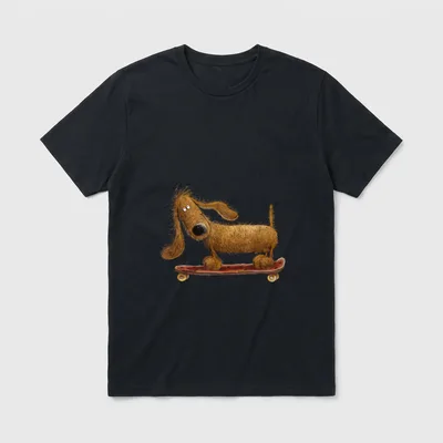 Lustiger Dachshund Auf Skateboard T-Shirt – Klassisches T-Shirt in Schwarz