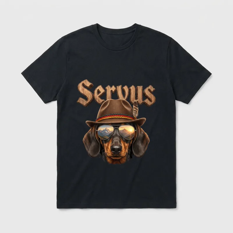 Servus Dackel Hund T-Shirt – Klassisches T-Shirt in Schwarz