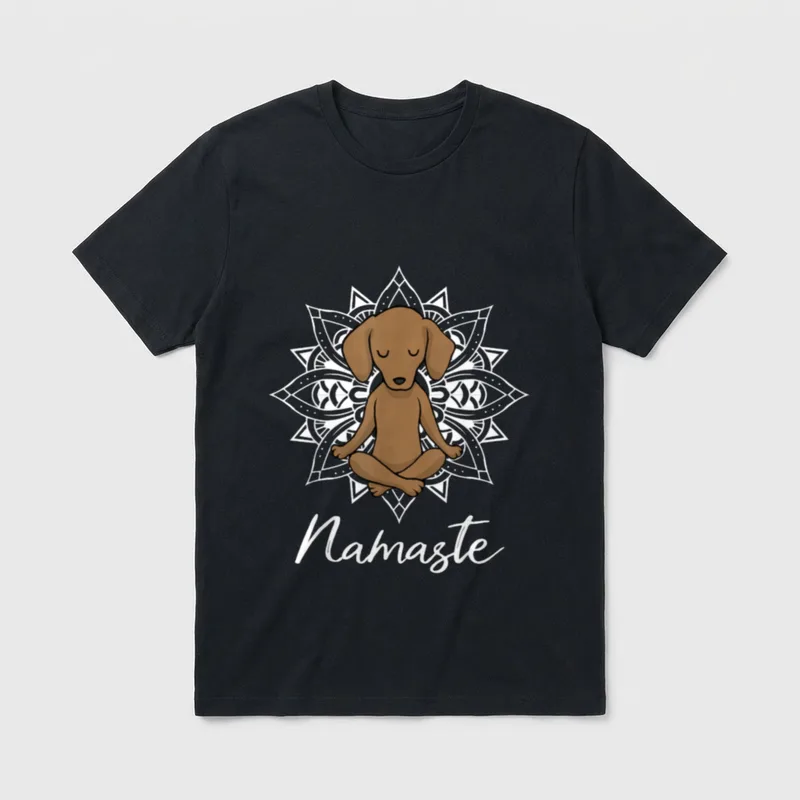 Dackel Yoga T-Shirt 0334 – Klassisches T-Shirt in Schwarz