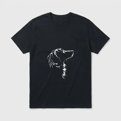 Langhaardackel Portrait Silhouette Hund T-Shirt – Klassisches T-Shirt in Schwarz