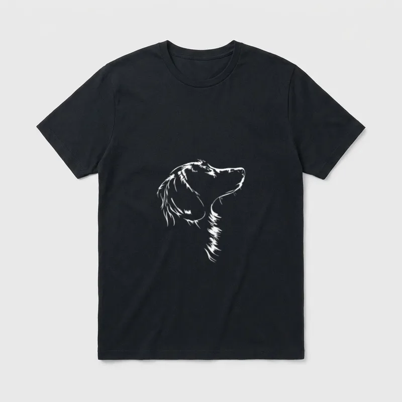 Langhaardackel Portrait Silhouette Hund T-Shirt – Klassisches T-Shirt in Schwarz