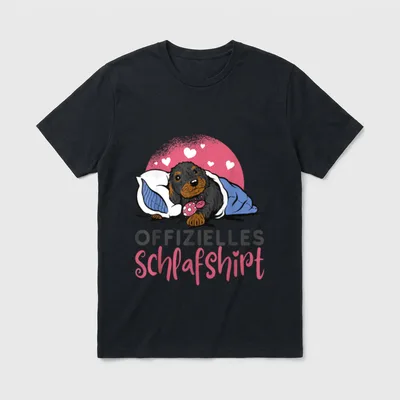 Offizielles Schlafshirt Dackel Schlafshirt T-Shirt – Klassisches T-Shirt in Schwarz