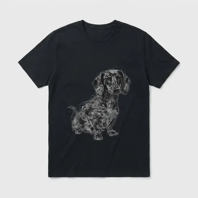 Dackel Abstrakt Grafik Zeichnung T-Shirt – Klassisches T-Shirt in Schwarz