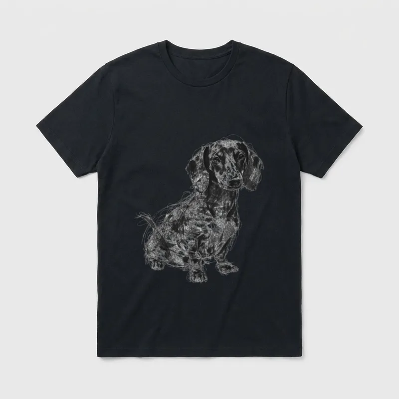 Dackel Abstrakt Grafik Zeichnung T-Shirt – Klassisches T-Shirt in Schwarz