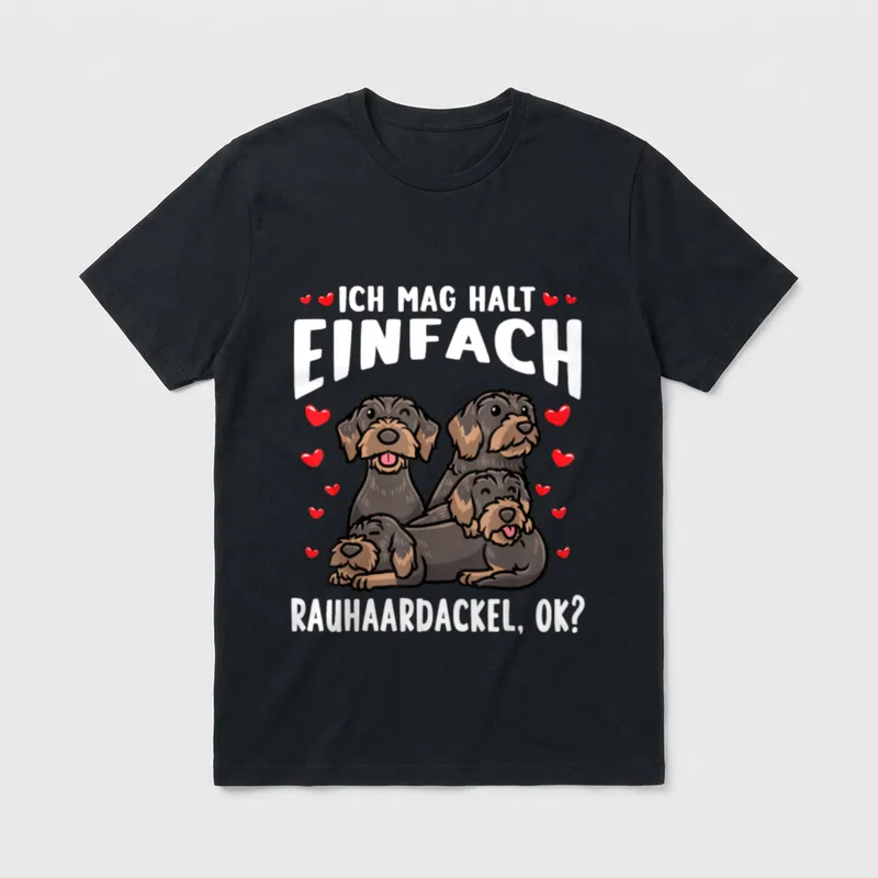 Rauhaardackel Dackel Hund T-Shirt 0352 – Klassisches T-Shirt in Schwarz