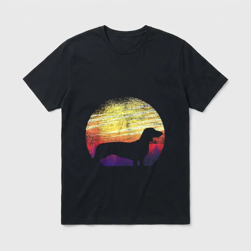 Hundebesitzer Tier Sonnenuntergang Dackel T-Shirt – Klassisches T-Shirt in Schwarz