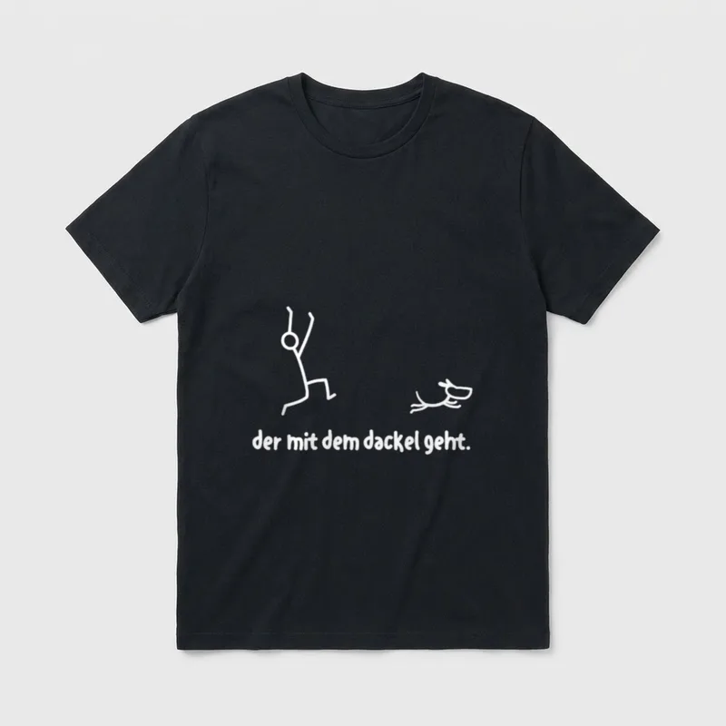 Der mit dem Dackel T-Shirt 0369 – Klassisches T-Shirt in Schwarz
