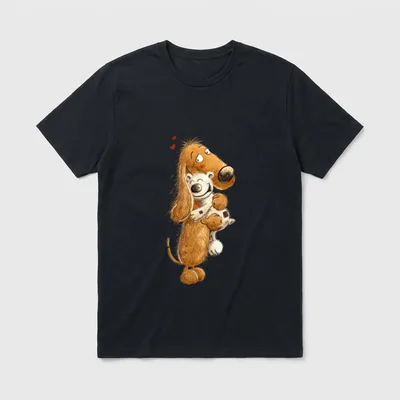 Drolliger Dachshund Knuddelt Kuscheltier T-Shirt – Klassisches T-Shirt in Schwarz