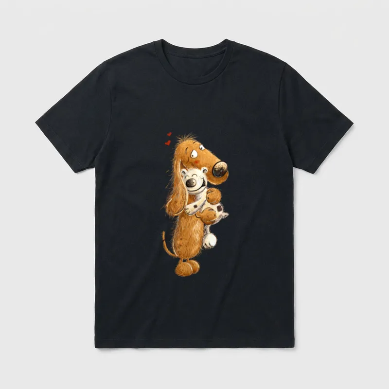 Drolliger Dachshund Knuddelt Kuscheltier T-Shirt – Klassisches T-Shirt in Schwarz