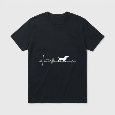 Herzschlag Dackel EKG Pulsschlag T-Shirt – Klassisches T-Shirt in Schwarz