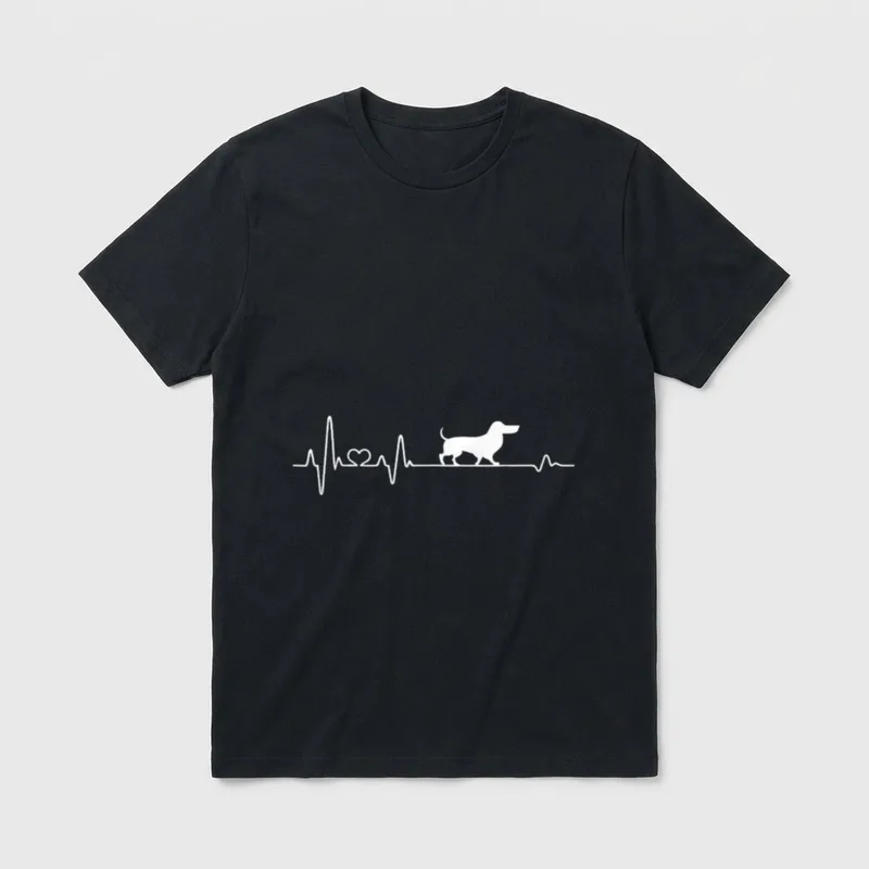 Herzschlag Dackel EKG Pulsschlag T-Shirt – Klassisches T-Shirt in Schwarz