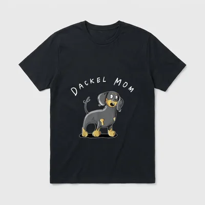 Dackel Mom T I T-Shirt – Schmelzender grauer Dachhund mit dem Aufdruck DACKEL MOM – Klassisches T-Shirt in Schwarz