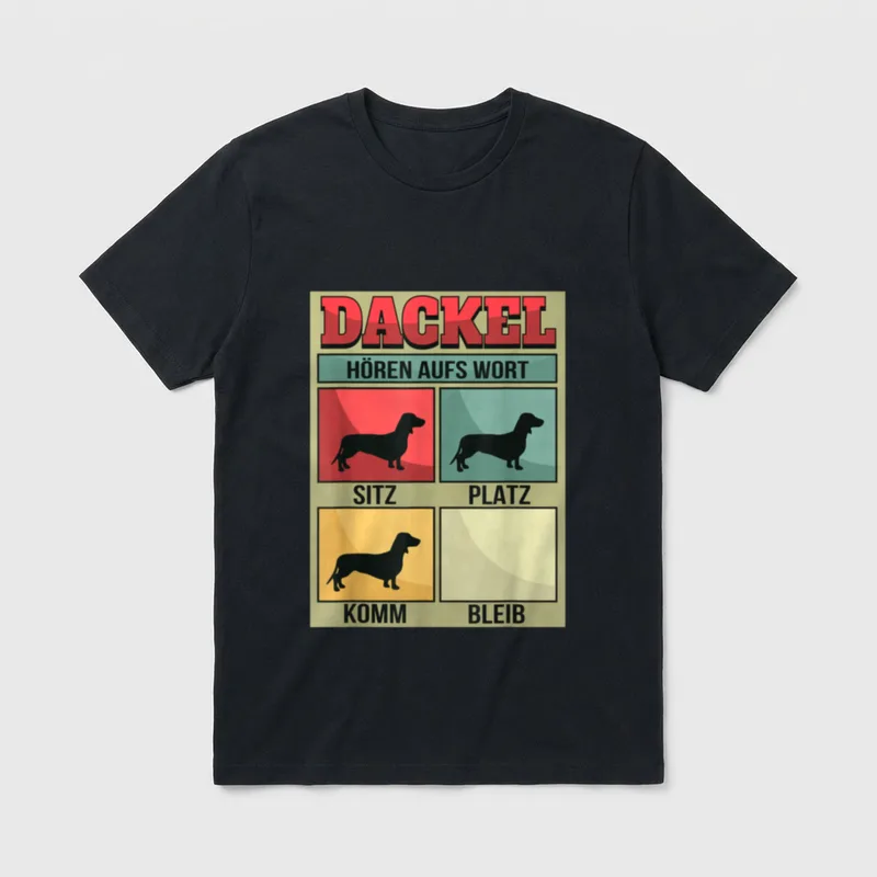 Dackel hören aufs Wort T-Shirt 0411 – Klassisches T-Shirt in Schwarz