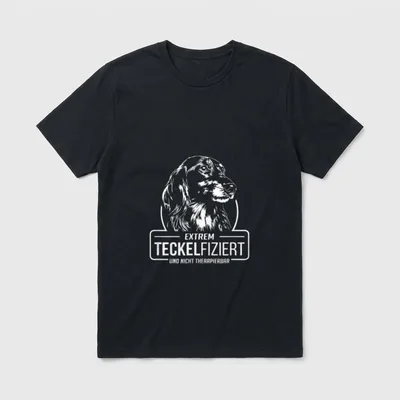 Lustiger Langhaardackel Teckelfiziert Hunde T-Shirt – Klassisches T-Shirt in Schwarz