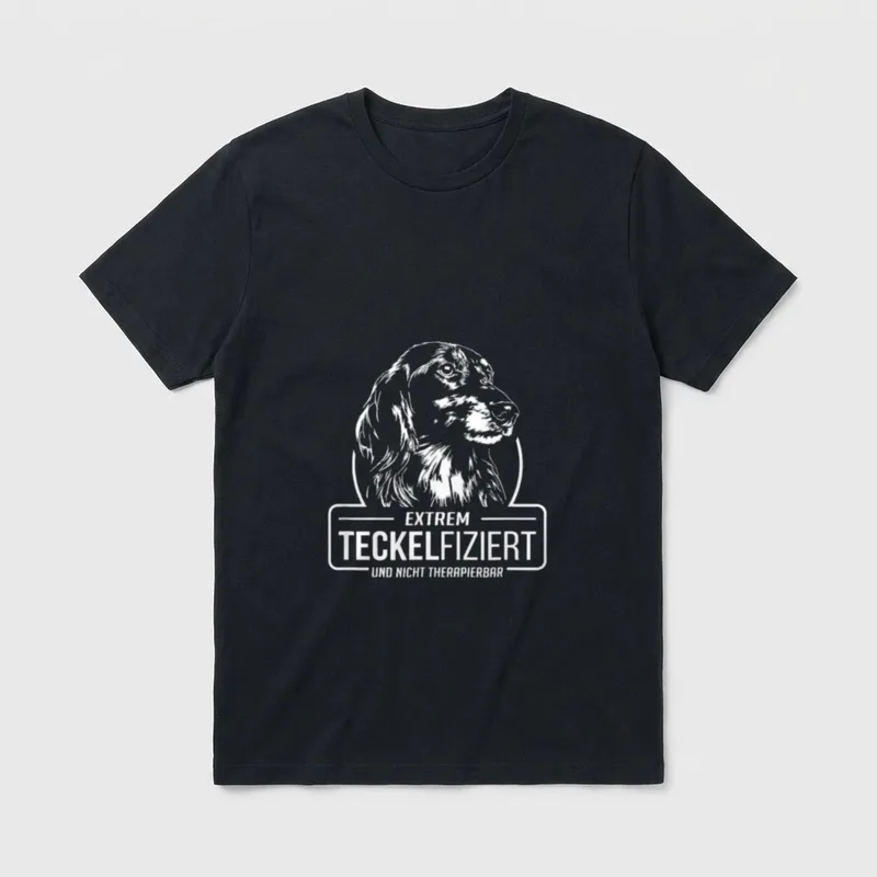 Lustiger Langhaardackel Teckelfiziert Hunde T-Shirt – Klassisches T-Shirt in Schwarz