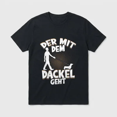 Der Mit Dem Dackel T-Shirt 0421 – Klassisches T-Shirt in Schwarz