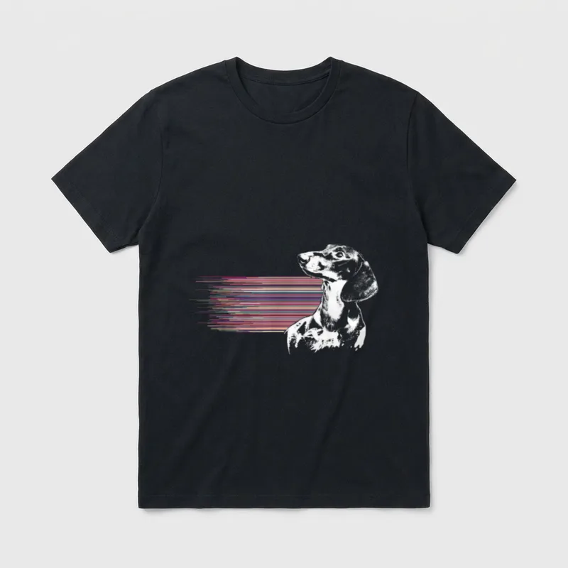 Vintage Dackel Designer T-Shirt – Klassisches T-Shirt in Schwarz