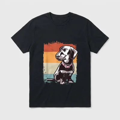 Dackel Dackelhund Silhouette Retro T-Shirt 0443 – Klassisches T-Shirt in Schwarz