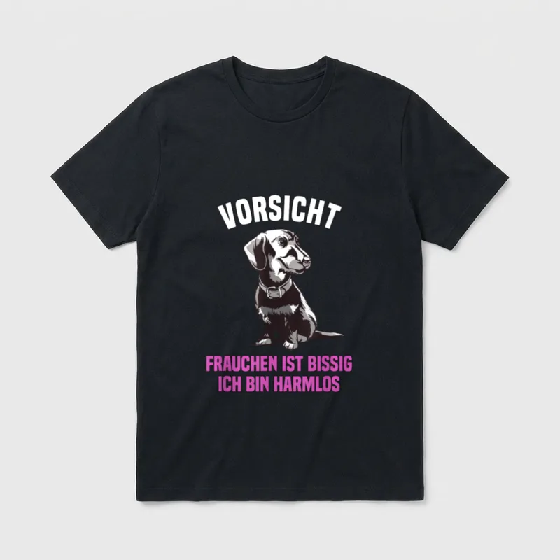 Rauhaardackel Vorsicht Frauchen Ist T-Shirt – Klassisches T-Shirt in Schwarz