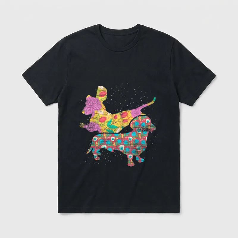 Vintage Dackel T-Shirt 0450 – Klassisches T-Shirt in Schwarz