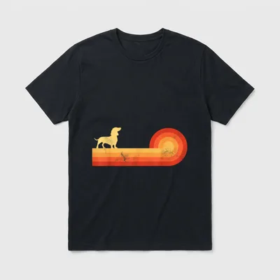 Dackel Retro Vintage 60er T-Shirt – Klassisches T-Shirt in Schwarz