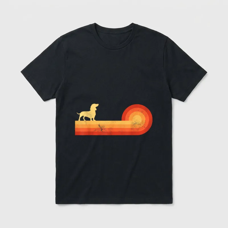 Dackel Retro Vintage 60er T-Shirt – Klassisches T-Shirt in Schwarz