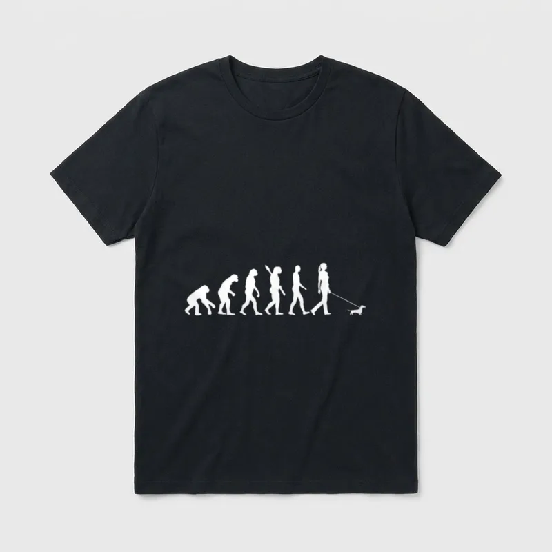 Evolution Dackel Gassi gehen T-Shirt – Klassisches T-Shirt in Schwarz