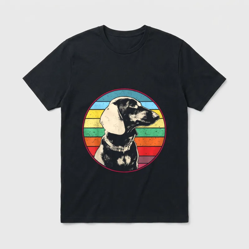 Vintage Dackel & T-Shirt 0471 – Klassisches T-Shirt in Schwarz