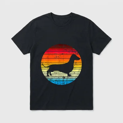 Retro Dackel & T-Shirt 0473 – Klassisches T-Shirt in Schwarz
