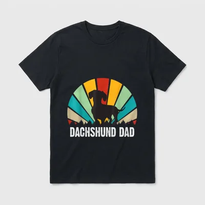 Funny Retro Dachshund Father's T-Shirt – Klassisches T-Shirt in Schwarz