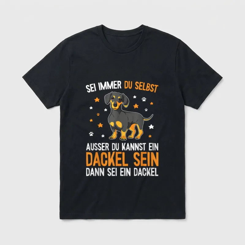 Süßer & Lustiger Teckel Hund T-Shirt – Klassisches T-Shirt in Schwarz