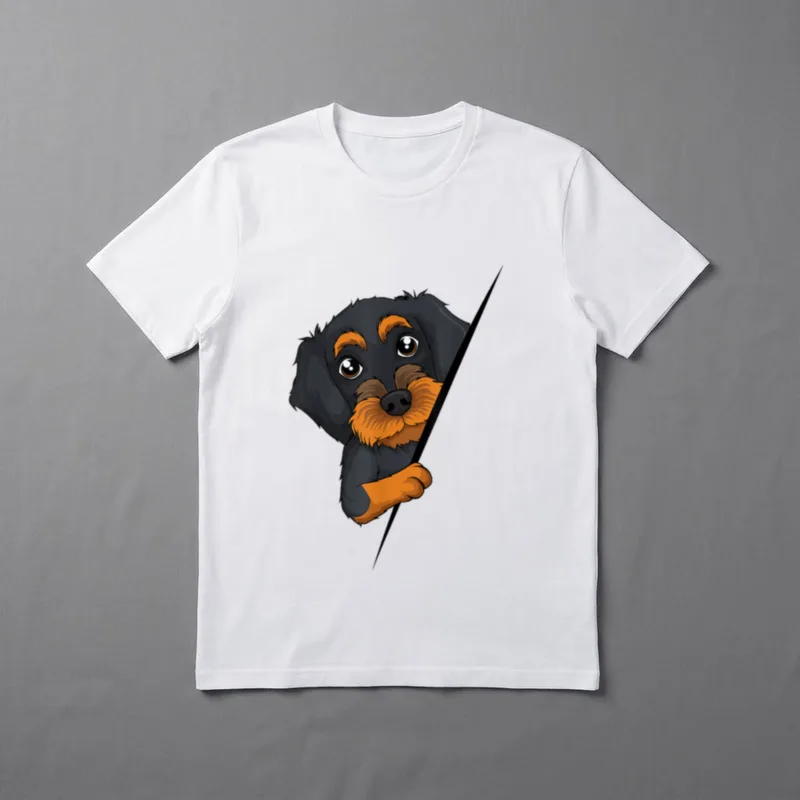 Rauhaardackel Hunde Dackel Dachshund T-Shirt 0482 – Klassisches T-Shirt in Schwarz