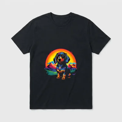 Dackel Hund T-Shirt 0483 – Klassisches T-Shirt in Schwarz
