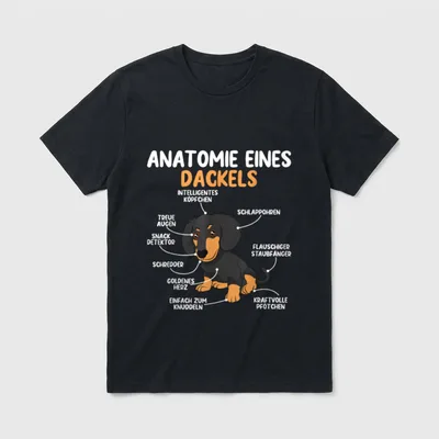 Anatomie Dackel Hunderasse Hundeliebhaber T-Shirt – Klassisches T-Shirt in Schwarz