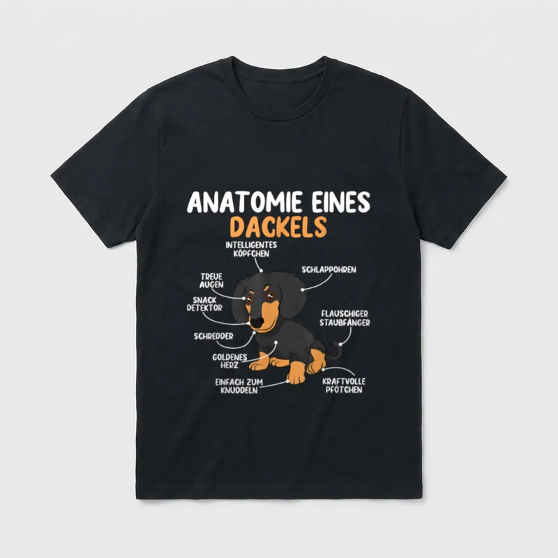Anatomie Dackel Hunderasse Hundeliebhaber T-Shirt – Klassisches T-Shirt in Schwarz