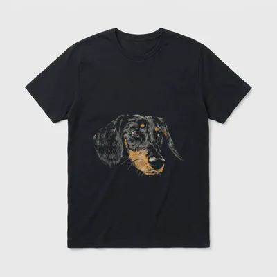 Dackel Dackelhund Rauhaardackel Dackelkopf T-Shirt – Klassisches T-Shirt in Schwarz