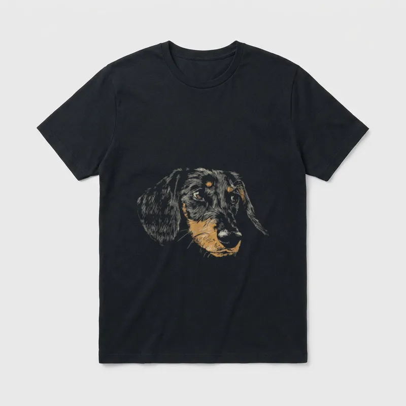 Dackel Dackelhund Rauhaardackel Dackelkopf T-Shirt – Klassisches T-Shirt in Schwarz