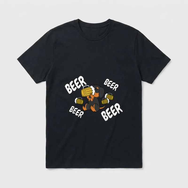 Bier Dackel Hund T-Shirt – Klassisches T-Shirt in Schwarz