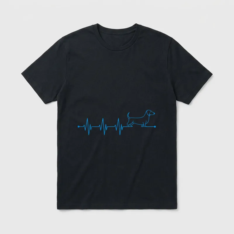 Tier Hunde Herzschlag Dackel T-Shirt – Klassisches T-Shirt in Schwarz