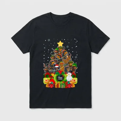 Fröhliche Weihnachten Dackel Weihnachtsbaum T-Shirt – Klassisches T-Shirt in Schwarz