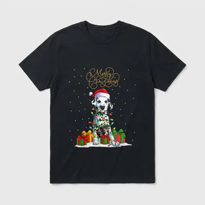 Dalmatiner Merry Christmas Xmas T-Shirt – Klassisches T-Shirt in Schwarz