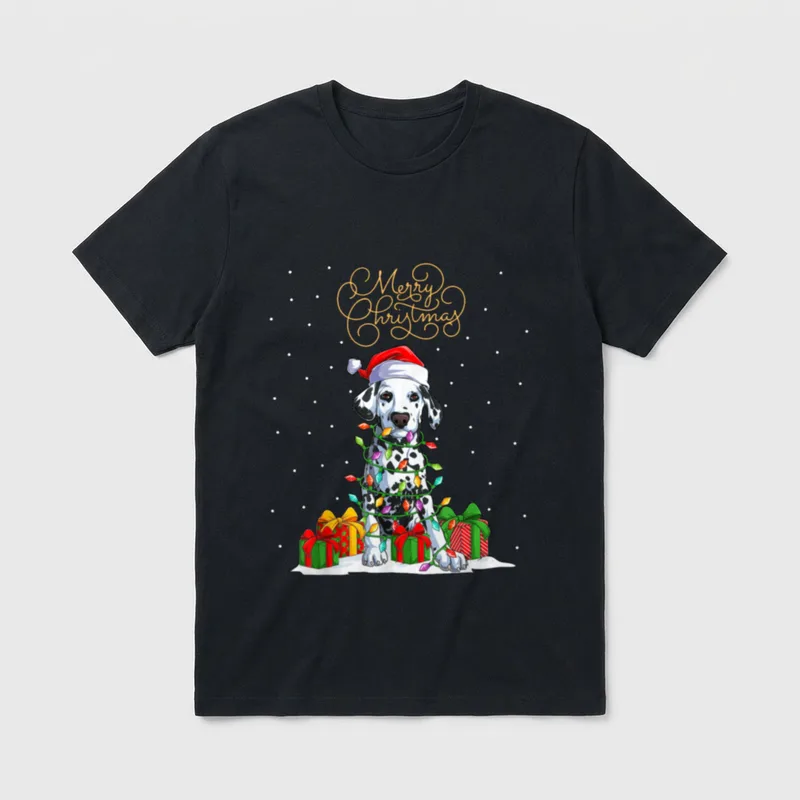 Dalmatiner Merry Christmas Xmas T-Shirt – Klassisches T-Shirt in Schwarz